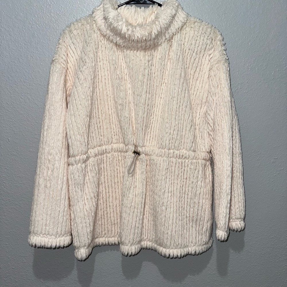 Women's Cupio Sweater S/P Off White cream fuzzy mock turtleneck winter warm - Picture 7 of 9